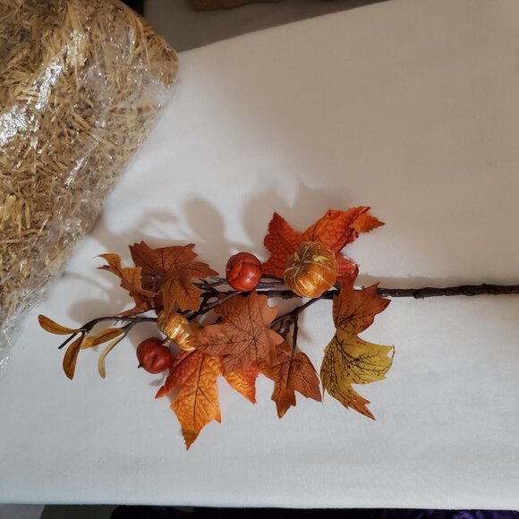 Maple Leaf and Pumpkin 12” Branches – Orange, Yellow, Red, and Gold – Set of (3) - Picture 8 of 12